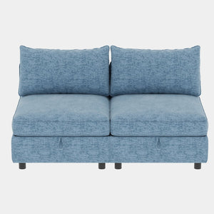 English Elm Modular Sectional Sofa Set with Hidden Storage Pocket Spring Living Room Couch Antique Blue W680S00140