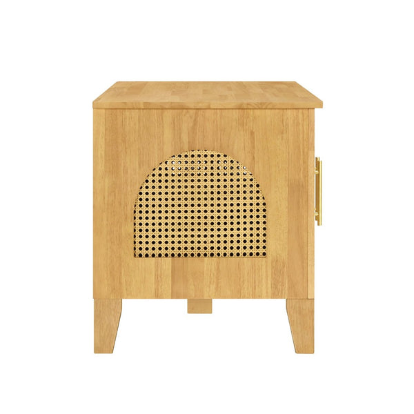 English Elm Lars Rubberwood Rattan Dog Crate Cabinet Stylish Pet Kennel for Living Room Natural N775P397560N