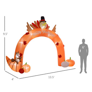 English Elm Thanksgiving Inflatable Turkey Arch Led Lit Walk Through Yard Display Nine Feet Tall T3971P382401