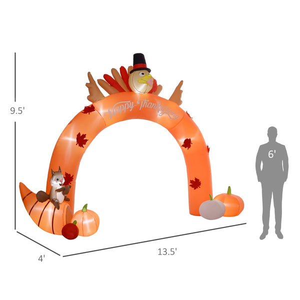 English Elm Thanksgiving Inflatable Turkey Arch Led Lit Walk Through Yard Display Nine Feet Tall T3971P382401