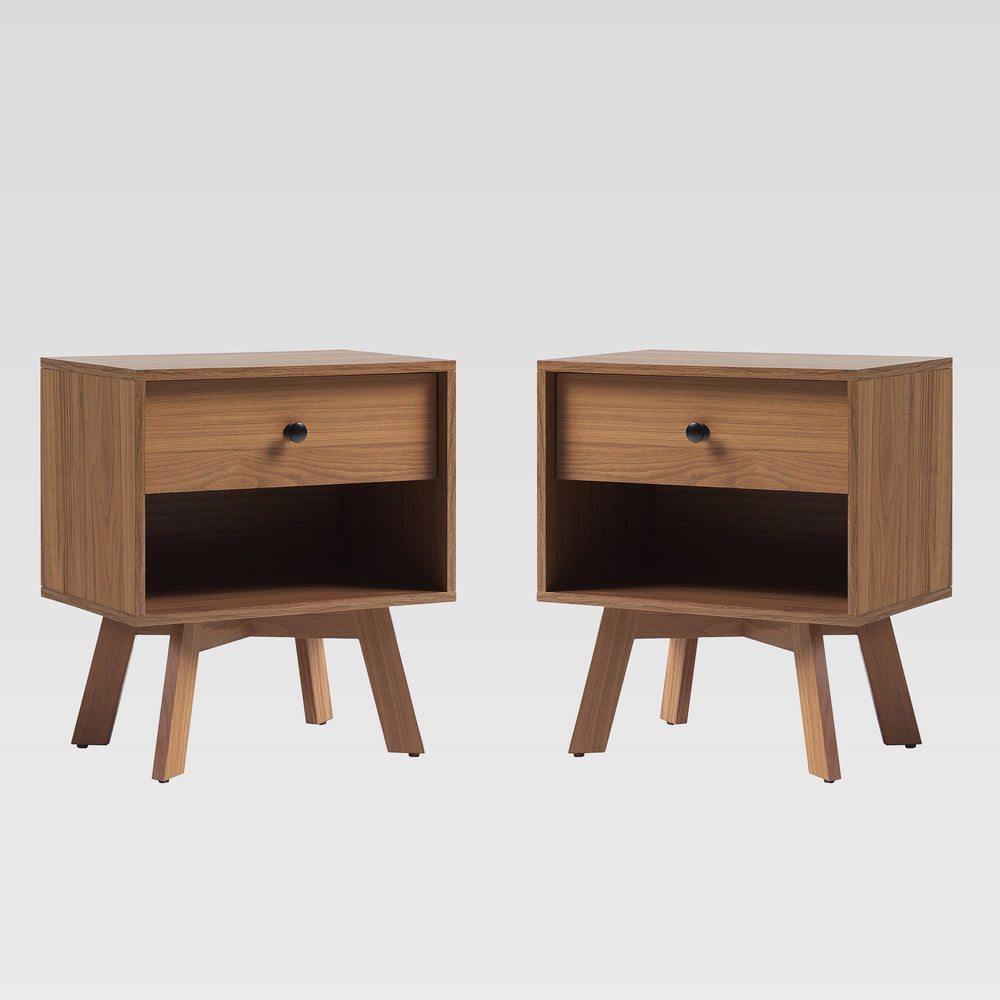 MCM 20" 1 Drawer Nightstand - Set of 2 Mocha FRAB4CMO-2PK Walker Edison