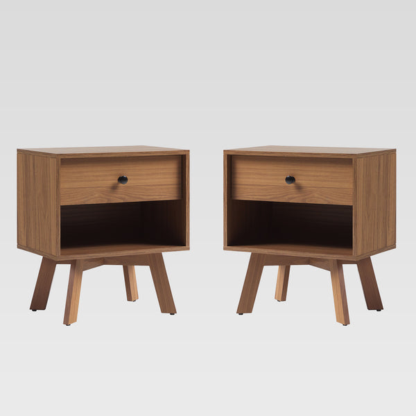 MCM 20" 1 Drawer Nightstand - Set of 2 Mocha FRAB4CMO-2PK Walker Edison