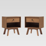 MCM 20" 1 Drawer Nightstand - Set of 2 Mocha FRAB4CMO-2PK Walker Edison