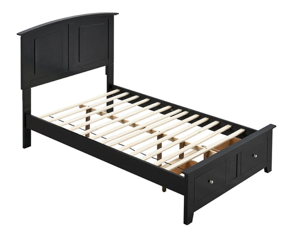 English Elm Hammond Farmhouse Twin Storage Bed with Panel Headboard and Two Under Drawer Black B078S00678