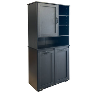 English Elm Laundry Cabinet Freestanding White Melamine with Tilt Out Hamper and Open Shelving W331S00202