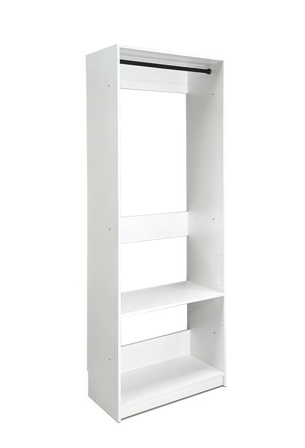 English Elm Prosper 32" White Oak Freestanding Walk-In Closet Unit with Two Rods, Durable Melamine Storage Solution B040P407429