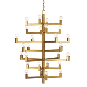 Andre Chandelier - Stunning Brass Modern Light Fixture with 36 Bulb Capacity for High Ceilings