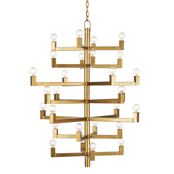 Andre Chandelier - Stunning Brass Modern Light Fixture with 36 Bulb Capacity for High Ceilings