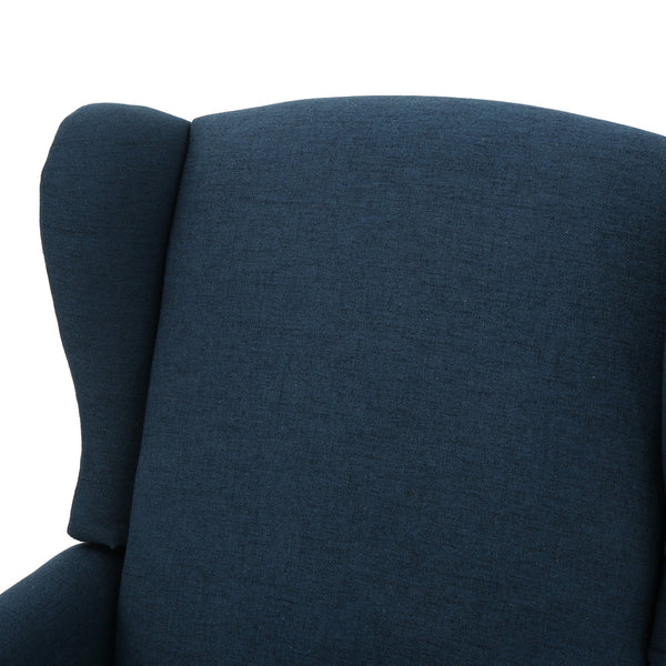 English Elm Christopher Knight Home® - Pushback Recliner Chair with Nailhead Trim and Wingback Design, Plush Fabric Comfort for Living Rooms Navy Blue 60760.00DBL