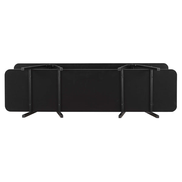 English Elm Modern Celine 47.24" Sideboard with Two Open Shelves, Carbon Steel Legs, TV Stand for Living Room Black B365P398251