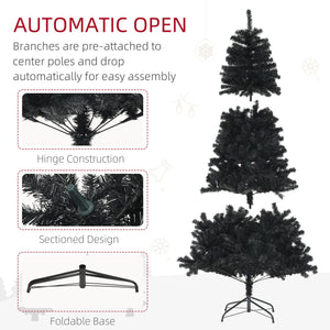 English Elm Homcom 7.5Ft Tall Black Artificial Christmas Tree With 1346 Branch Tips, Easy Setup & Sturdy Base W2225P229283