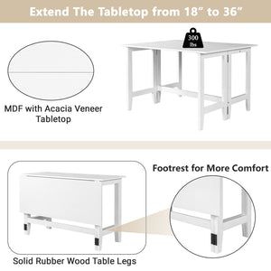 English Elm Topmax Farmhouse Drop Leaf Dining Table Acacia Veneer White Finish Seats Four N717P379754K