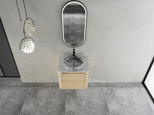 English Elm 24'' Wall-Mounted Bathroom Vanity With Ceramic Vessel Sink & Soft-Close Door For Small Spaces W999S00460