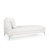 Christopher Knight Home® - Noble House - Beamon Contemporary Fabric Chaise Lounge, Ivory and Silver