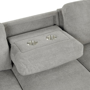 English Elm U_style Modular Sectional Sleeper Sofa with Storage Chaise and Cup Holders for Living Room Grey WY000467AAE