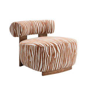 English Elm 1Pc Accent Chair In Zebra Stripe Fabric With Rustic Orange, Modern Comfort For Living Rooms & Nooks B2741P401399