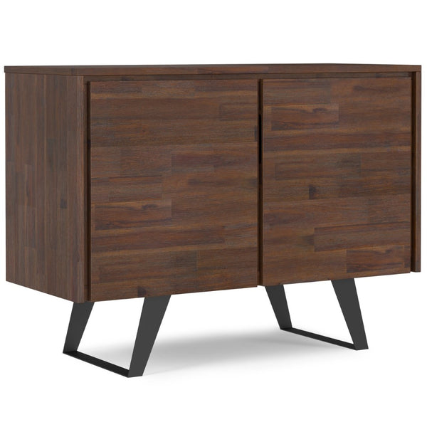 English Elm Lowry Solid Acacia Wood Sideboard with Industrial Legs and Concealed Storage Doors B136P439009