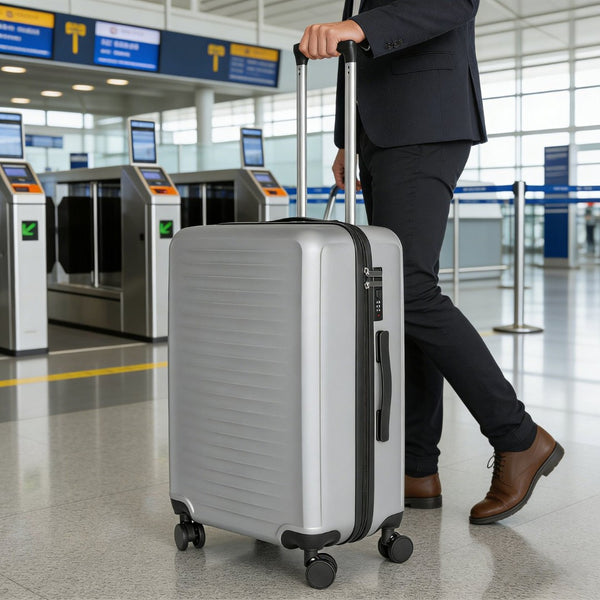 English Elm 2025 Hardshell Abs 3 Piece Luggage Set Matte Spinner Wheels Combo Lock Travel Beige+Silver Gray W2710P417749