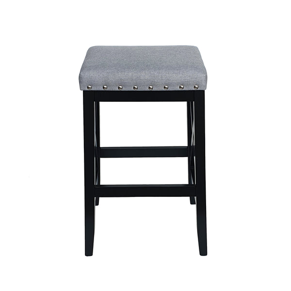 English Elm Christopher Knight Home® - SADDLE Barstool Set of 2 with Upholstered Fabric Seat, Nailhead Trim and Sturdy X-Frame Wood Base LIGHT GREY 65637.00LGRY