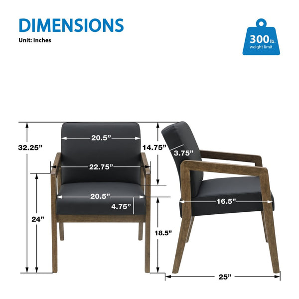 OSP Home Furnishings Wood Frame Guest Chair with Memory Foam Seat and Lumbar Support for Office Reception WD581-U6