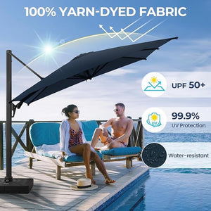 English Elm 10 Ft Square Cantilever Patio Umbrella Upf 50 Plus Polyester Canopy 360 Rotation B082P454954