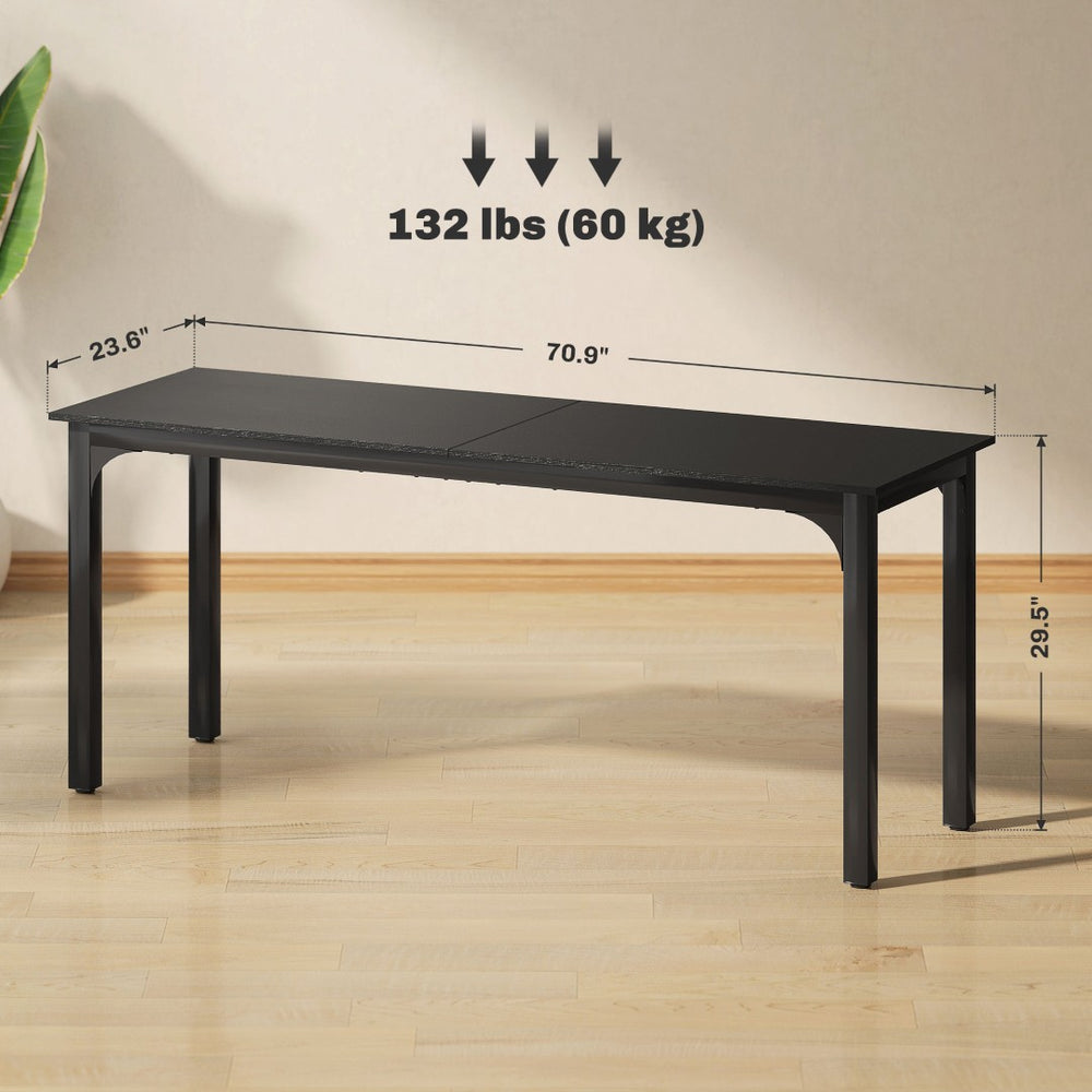 English Elm Computer Desk 70 Inch Industrial Workspace with Powder Coated Steel Frame for Home Office T3971P411618