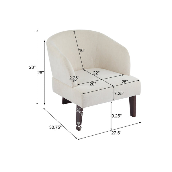 English Elm Christopher Knight Home® - Modern Accent Chair with Curved Round Back and Wooden Legs — Mid-Century Comfort, Compact & Durable Beige N767P266888E