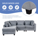 English Elm 5 Pieces L Shaped Sofa With Removable Ottomans and Comfortable Waist Pillows