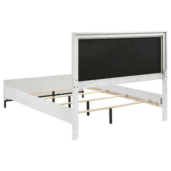 English Elm Taraval White Queen Upholstered Bed with Hexagon Tufted Dark Gray Headboard, Streamlined Frame, Modern Appeal B062S01308