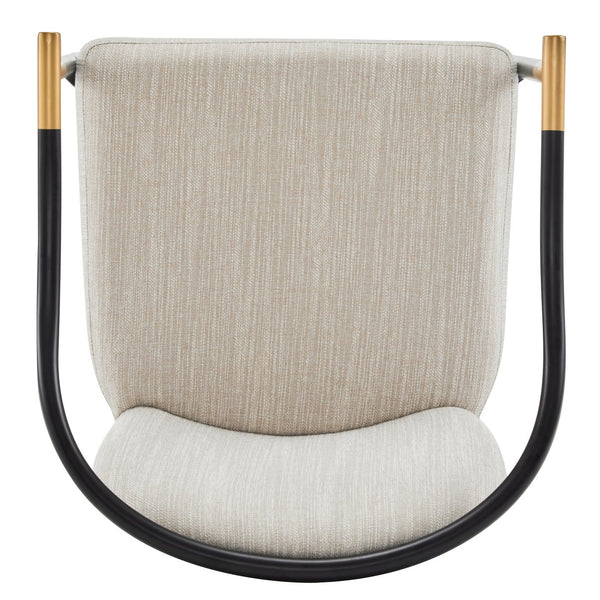 English Elm Christopher Knight Home® - Modern Upholstered Dining Chair with Gold-Tip Accents, Metal Armrests, Heathered Fabric, Set of Two Beige,Black 35.75 L x 22.75 W x 22.5 H N776P195378B