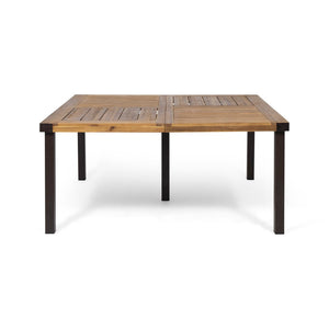 English Elm 9 Piece Outdoor Dining Set Acacia Wood Teak Table Grey Wicker Chairs Patio N762S000045AAE