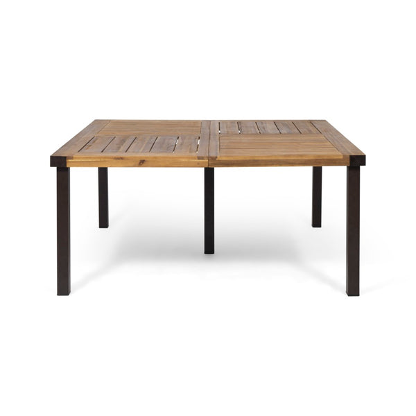 English Elm 9 Piece Outdoor Dining Set Acacia Wood Teak Table Grey Wicker Chairs Patio N762S000045AAE