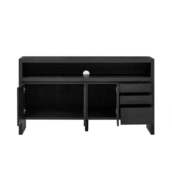English Elm U_Style 60" Modern Sideboard With 3 Drawers & Open Shelf - Stylish Storage Solution For Home Decor N711P289141B-GIGA