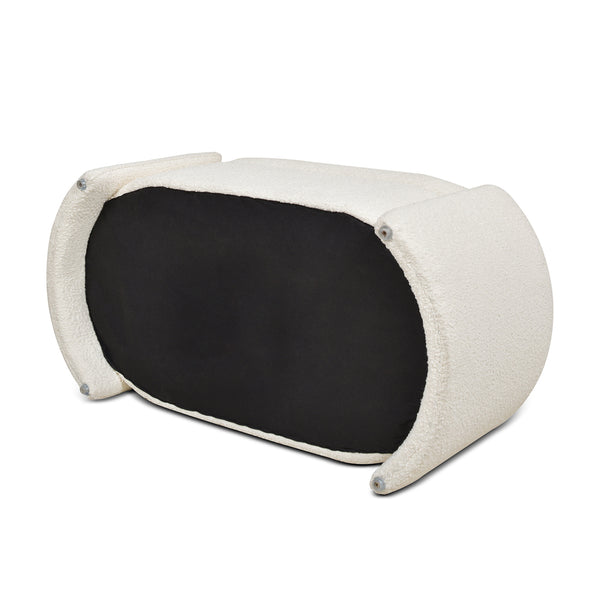 English Elm Jennifer Taylor Home - Fuji 43" Upholstered Oval Storage Bench in Ivory Bouclé — Handmade Solid Birch Frame, 3-Compartment B2719P238462