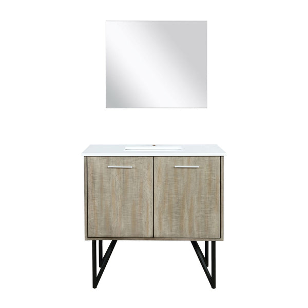 English Elm Rustic Acacia Bath Vanity Set With White Quartz Top & 28" Mirror - Stylish Storage For Your Space B2731S01383-GIGA