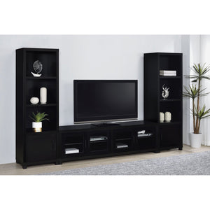 English Elm Sandlin Black 3-Shelf Media Tower with Cabinet — Tall 70.75" Engineered Wood Storage for Living Room Decor and Books B062P299923