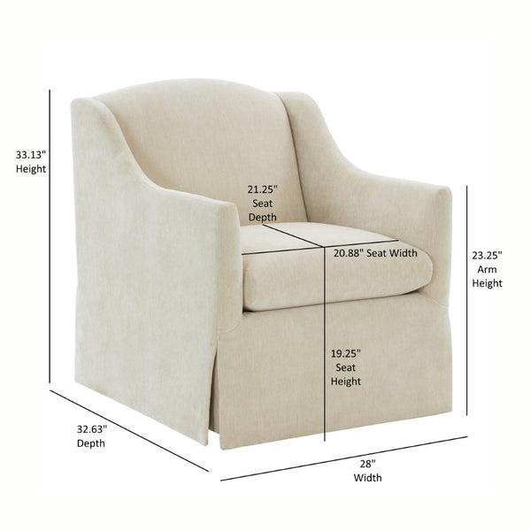 English Elm Luisa Swivel Accent Chair Skirted Tailored Silhouette for Formal Living Rooms Beige B050P451386