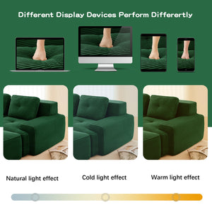 English Elm 82" Modern L-Shaped Modular Sectional Sofa with Plush Corduroy, Deep Ergonomic Seats & Movable Ottoman Green W714S01483