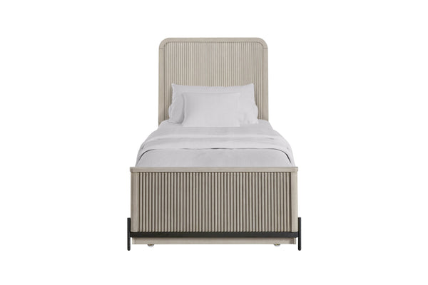 English Elm Full Full Over Twin Trundle Bed Taupe with Reeded Fronts Birch Veneer Solid Wood MDF Casual Design B2699S00062