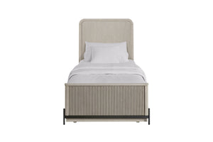 English Elm Twin Twin Over Twin Trundle Bed Taupe – Solid Wood & Birch Veneer, Reeded Fronts, Space-Saving Design B2699S00061