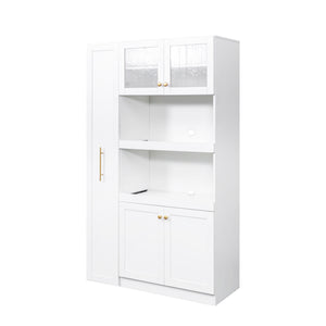 English Elm Kitchen pull-out pantry cabinet with 7-tier expandable shelves, smooth-glide organizers, farmhouse white storage solution for kitchen and dining rooms W331S00173 W331S00173