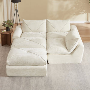 English Elm Modern Chenille Modular Sectional Sofa with Foot Pedals for Living Room Comfort Beige W3396S00066