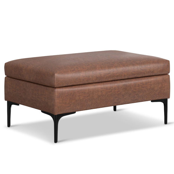 English Elm Rebecca Rectangular Storage Ottoman Coffee Table with Lift-Up Lid, Faux Leather, Spacious Seat Brown B136P364277