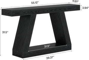English Elm Modern Farmhouse Console Table Slim Wood Grain Entryway Sofa Accent Piece Black T3971P452348