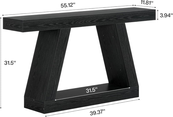 English Elm Modern Farmhouse Console Table Slim Wood Grain Entryway Sofa Accent Piece Black T3971P452348