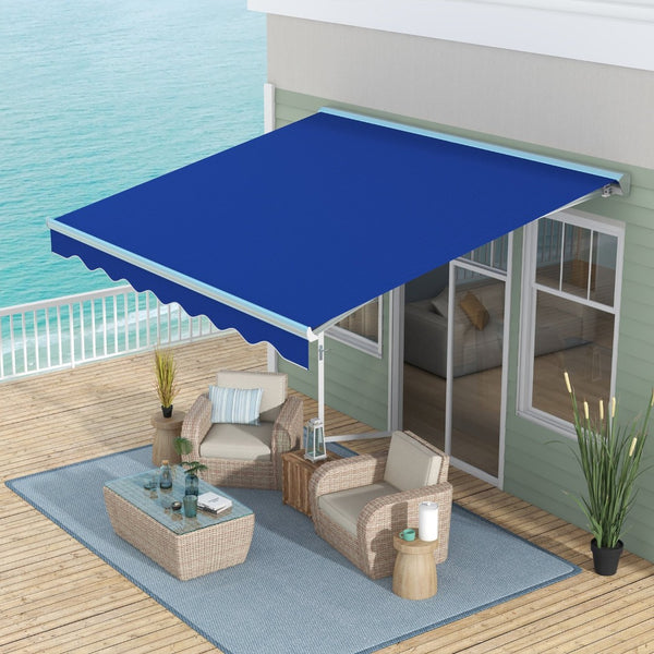 English Elm Outsunny 13' X 10' Electric Retractable Awning With Led Lights, Uv40+ Shade For Decks & Patios W2225P200427-GIGA