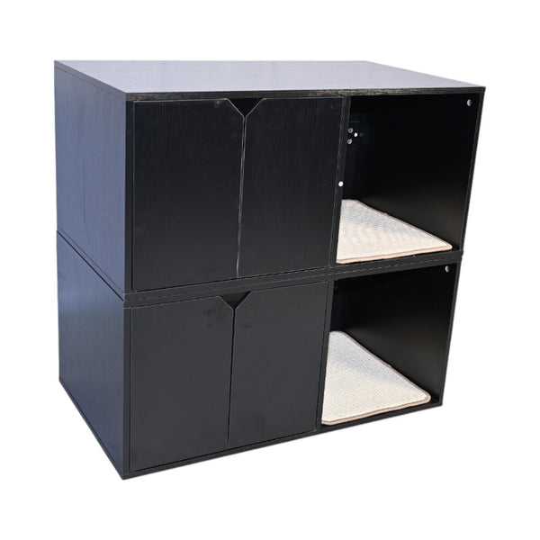 English Elm 35.83" Modern Black Cat Litter Box Enclosure with Durable PB/MDF Build and Corrugated Scratch Pad W1412P271585