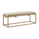 Madison Park Greenwich Mid-Century Button-tufted Upholstered Metal Base Accent Bench MP105-1101 Brown/Antique Bronze