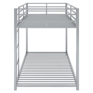 English Elm Twin Over Twin Metal Bunk Bed Low Profile with Full Guardrail Ladder Quiet Steel Frame Sturdy Support Silver MF285535AAN