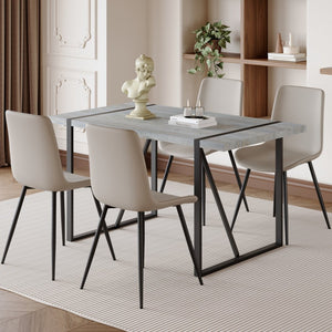 English Elm Table Set With Modern Grey Marble Mdf Top & Cushioned Chairs - Stylish, Durable, And Easy To Assemble W1151S03989-GIGA